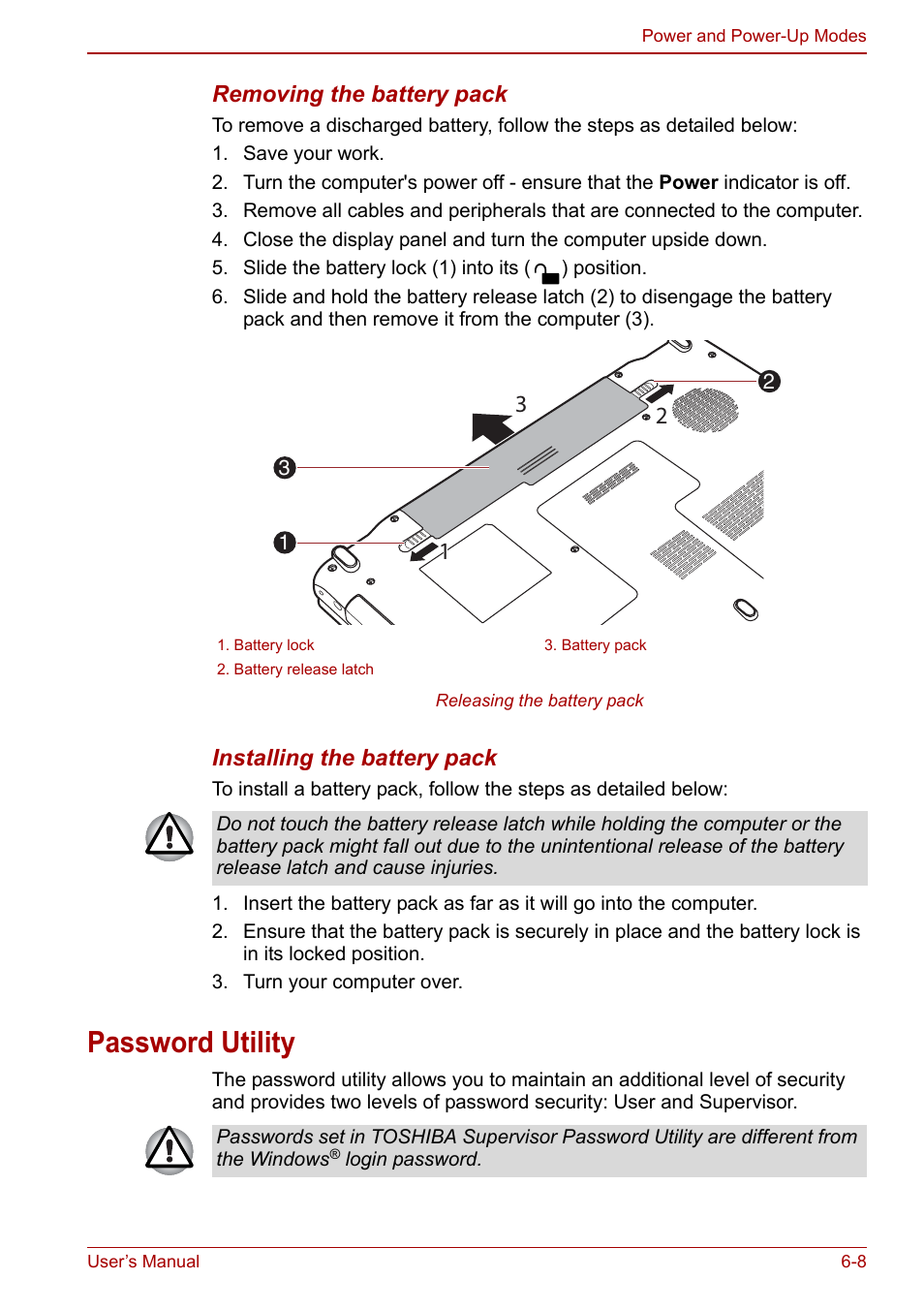 Password utility, Password utility -8 | Toshiba Satellite C660 User Manual | Page 105 / 158