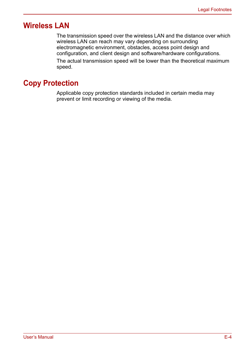 Wireless lan, Copy protection | Toshiba Satellite C660 User Manual | Page 151 / 158
