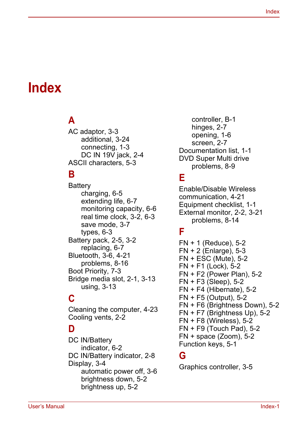 Index | Toshiba Satellite C660 User Manual | Page 156 / 158