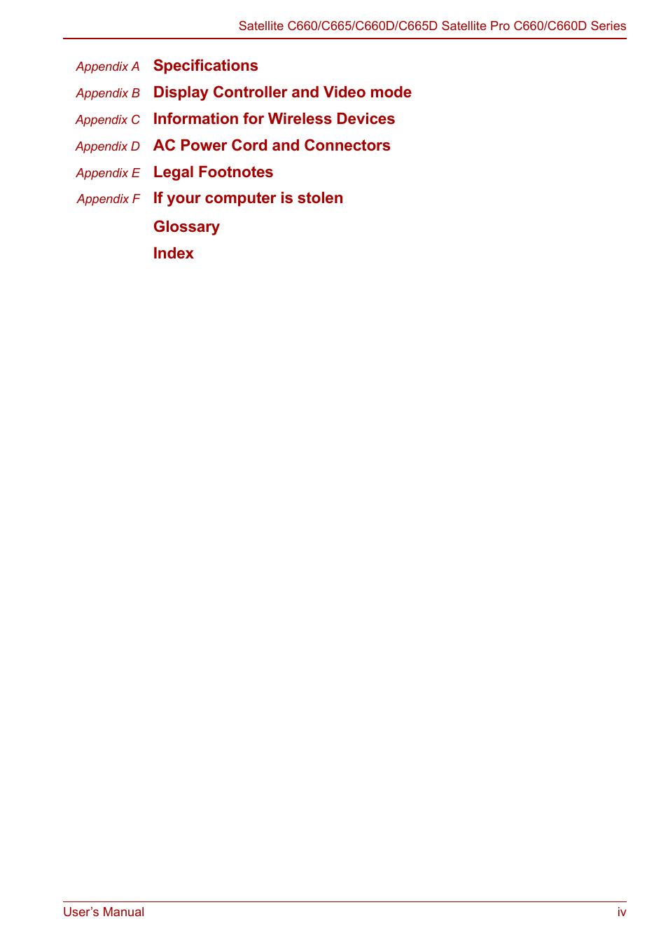 Toshiba Satellite C660 User Manual | Page 4 / 158