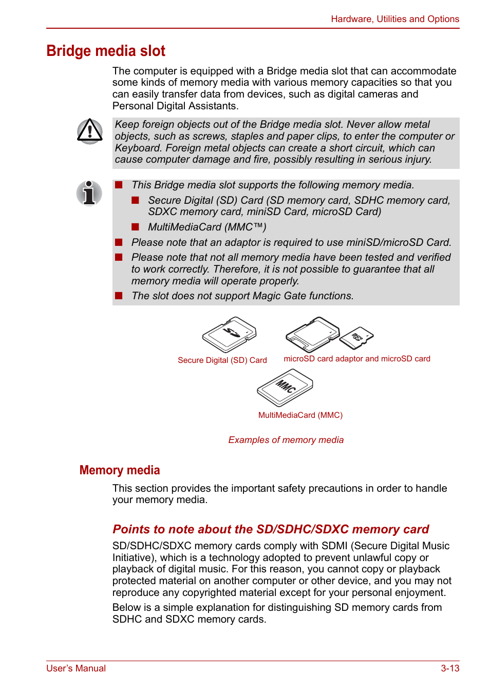 Bridge media slot, Bridge media slot -13 | Toshiba Satellite C660 User Manual | Page 59 / 158