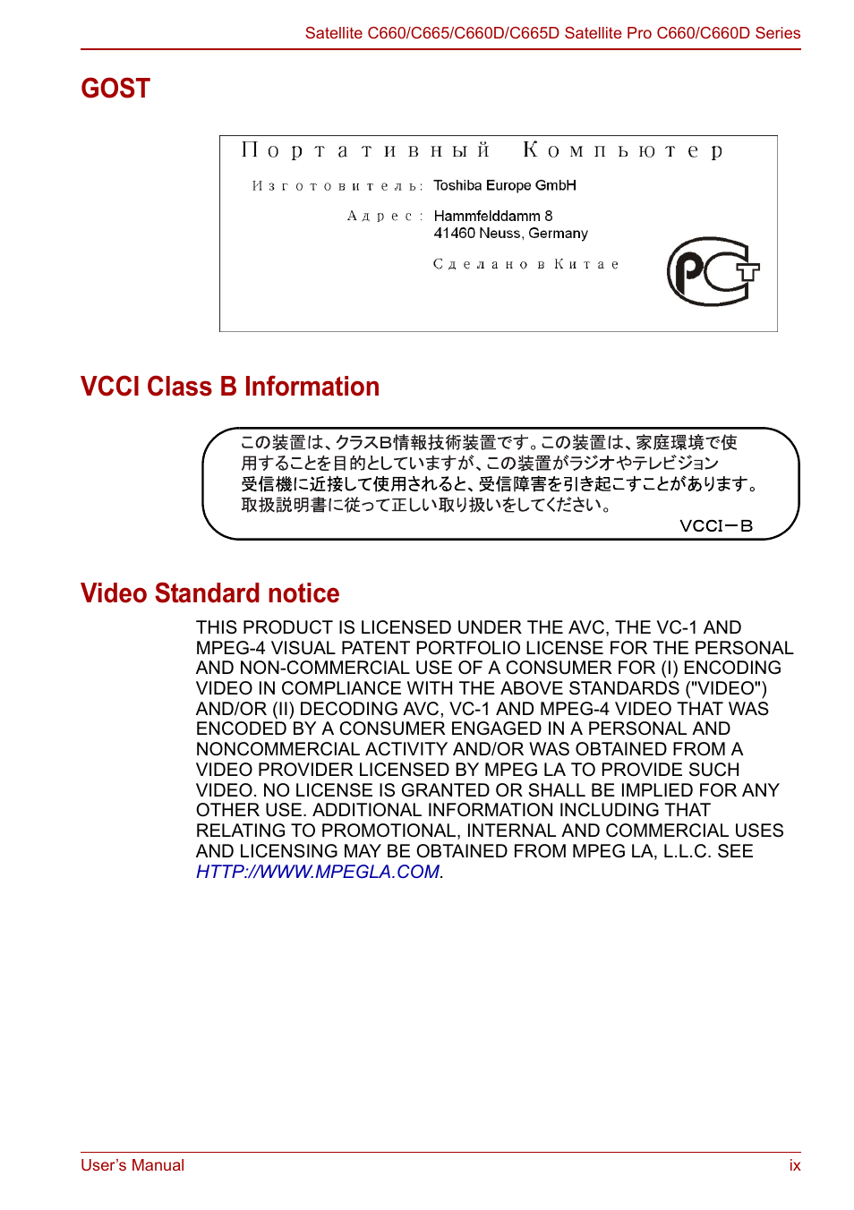 Toshiba Satellite C660 User Manual | Page 9 / 158