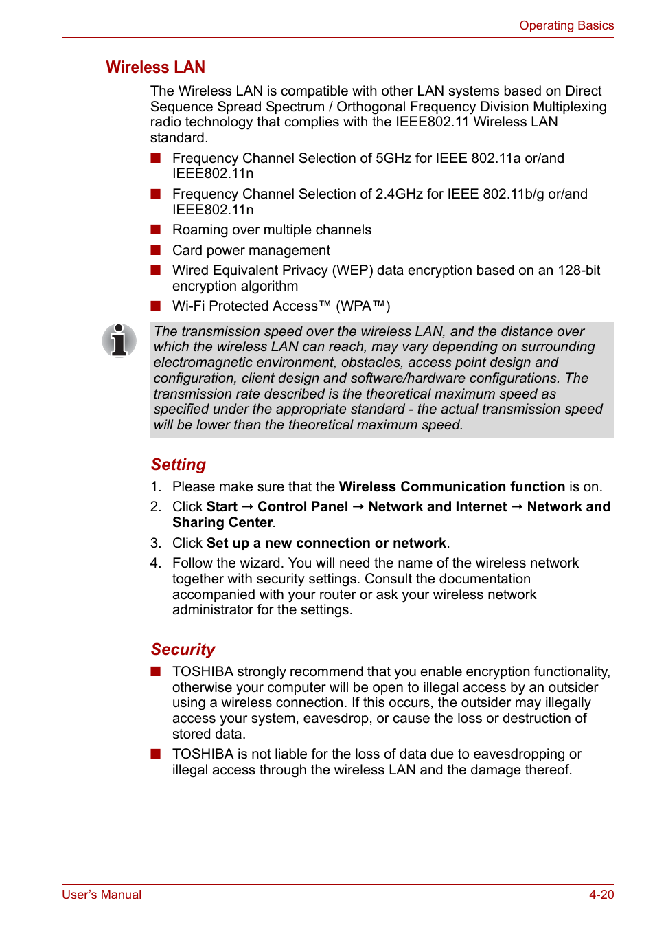 Wireless lan | Toshiba Satellite C660 User Manual | Page 90 / 158