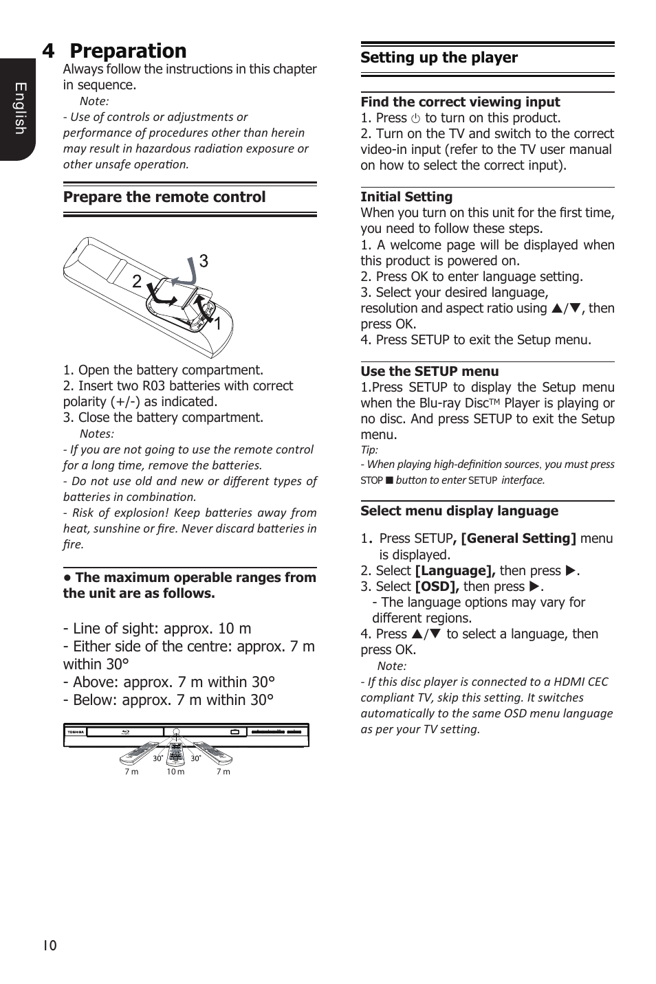 4preparation | Toshiba BDX1200 User Manual | Page 10 / 44