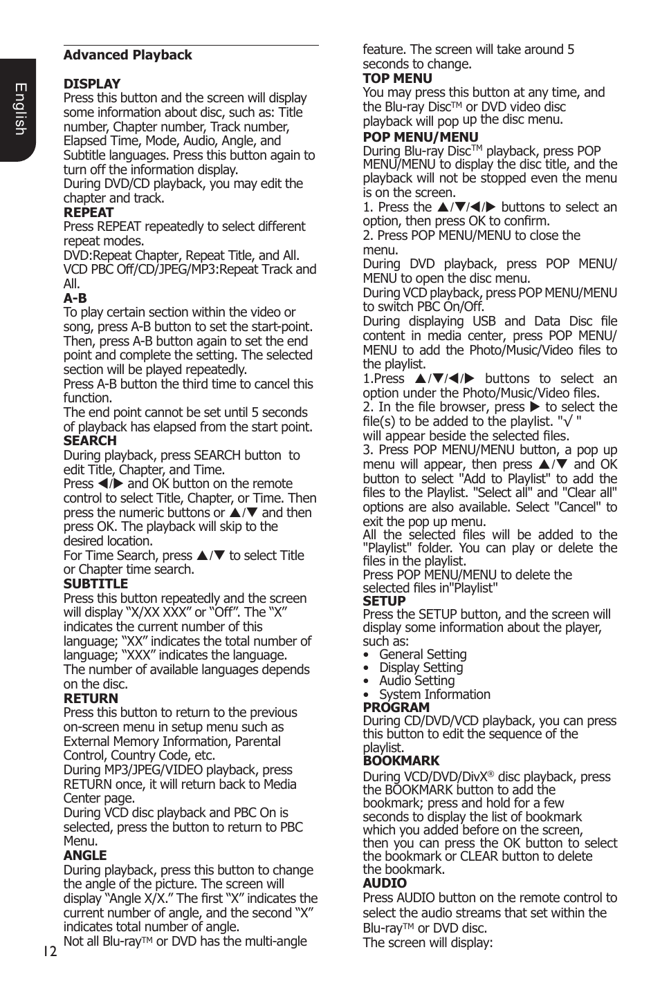 Toshiba BDX1200 User Manual | Page 12 / 44