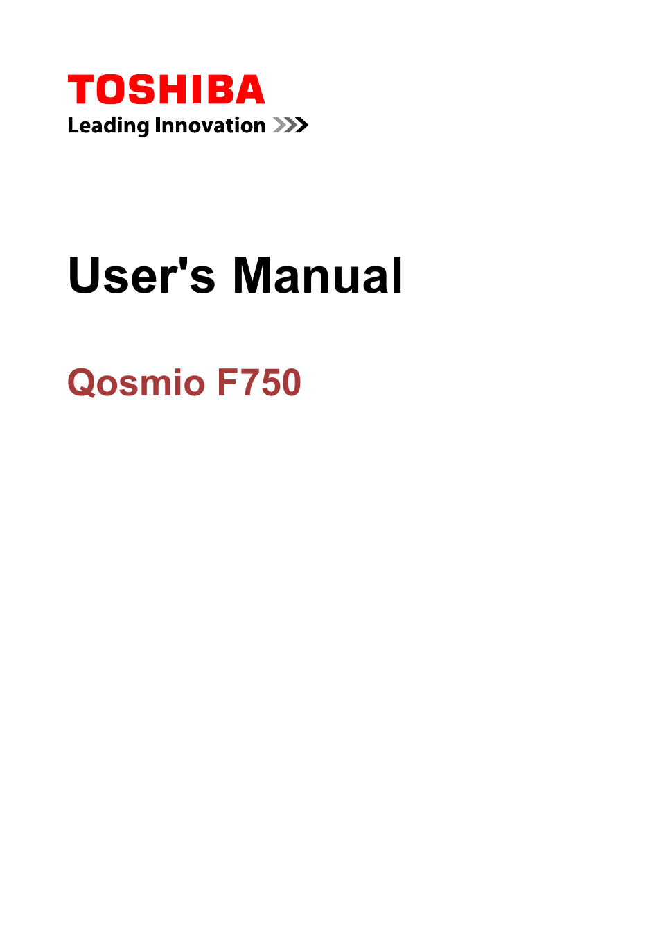 Toshiba Qosmio F750 User Manual | 181 pages