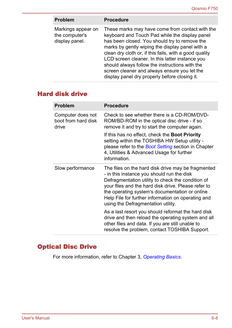 Hard disk drive, Optical disc drive | Toshiba Qosmio F750 User Manual | Page 147 / 181