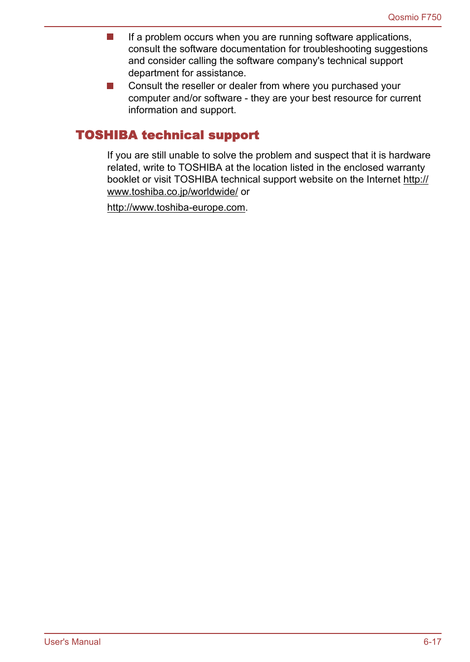 Toshiba technical support | Toshiba Qosmio F750 User Manual | Page 156 / 181