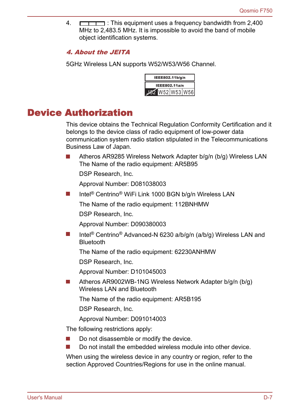 Device authorization | Toshiba Qosmio F750 User Manual | Page 171 / 181