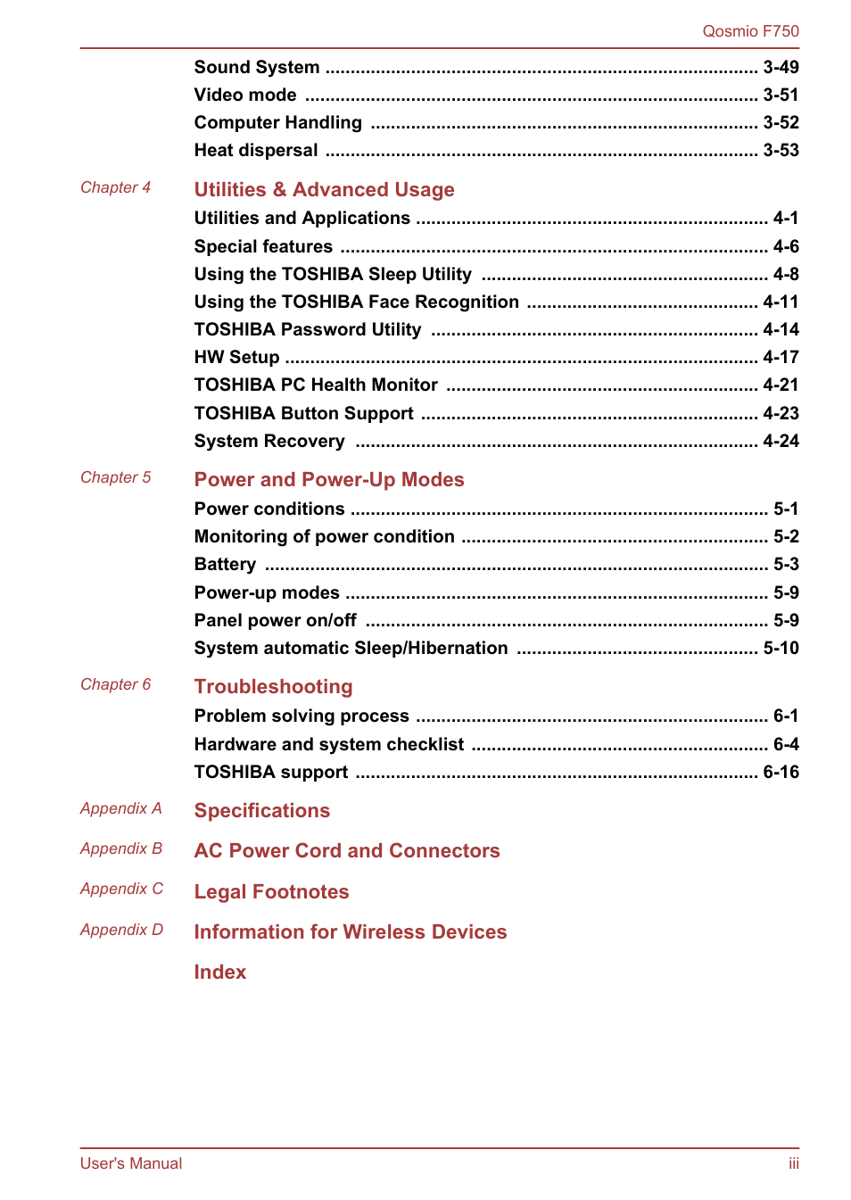 Toshiba Qosmio F750 User Manual | Page 3 / 181