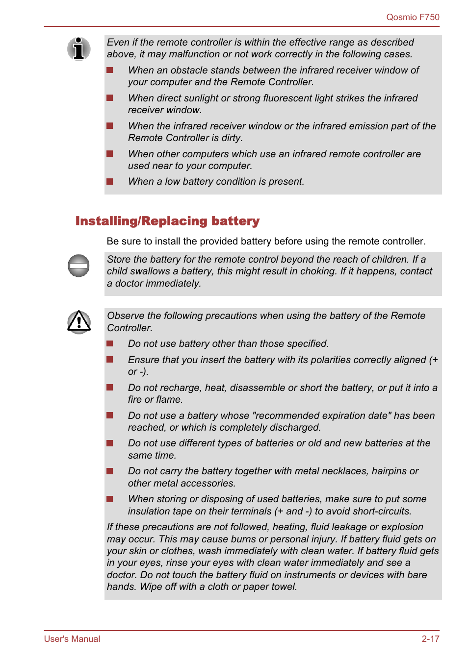Installing/replacing battery | Toshiba Qosmio F750 User Manual | Page 44 / 181