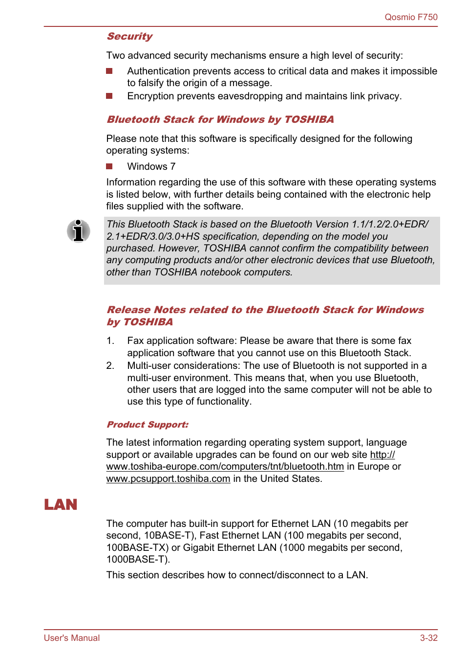 Lan -32 | Toshiba Qosmio F750 User Manual | Page 80 / 181