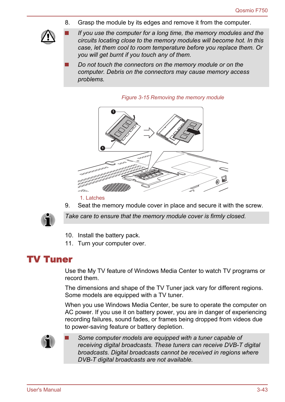 Tv tuner, Tv tuner -43 | Toshiba Qosmio F750 User Manual | Page 91 / 181