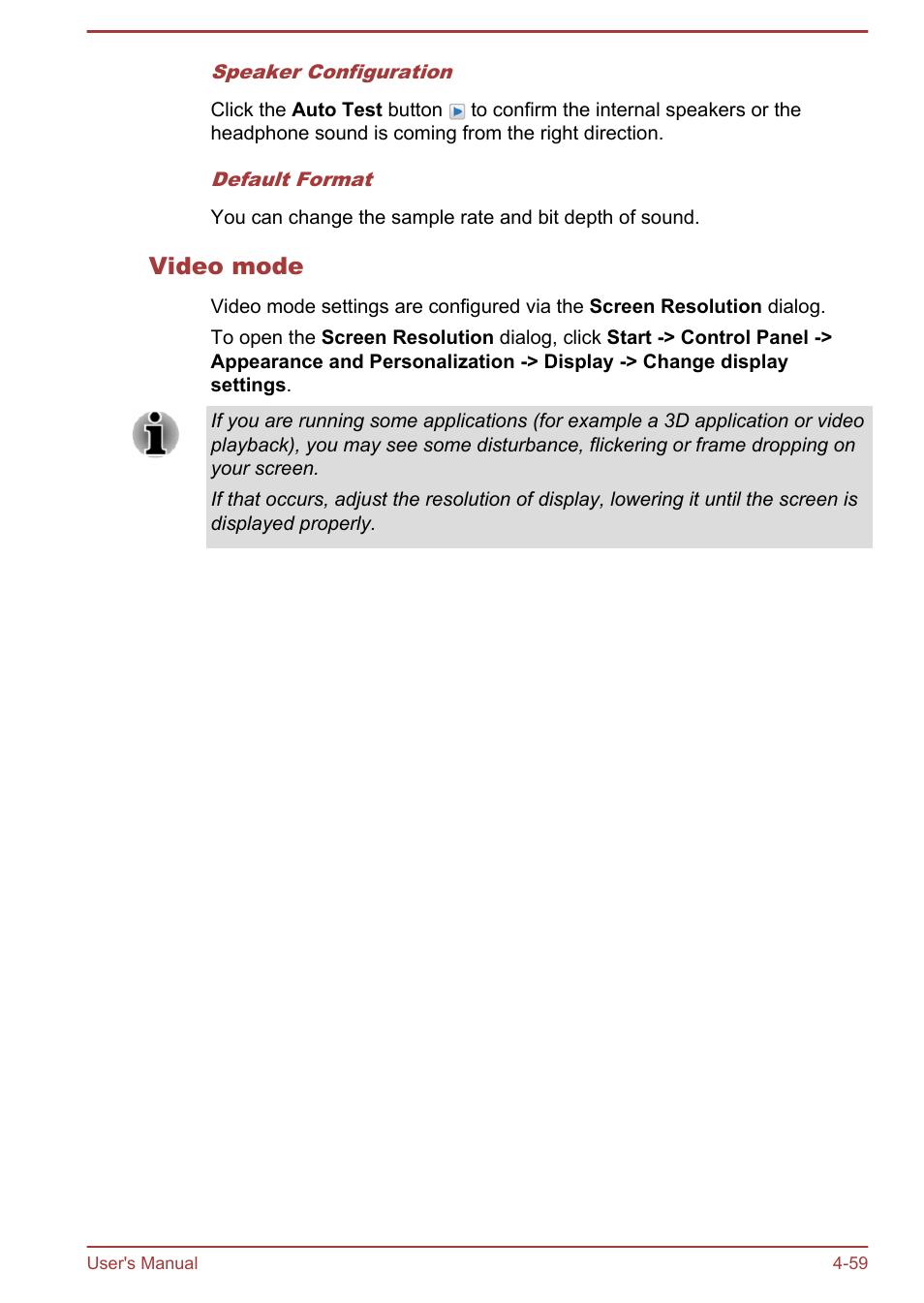 Video mode | Toshiba Tecra A50-A User Manual | Page 109 / 167