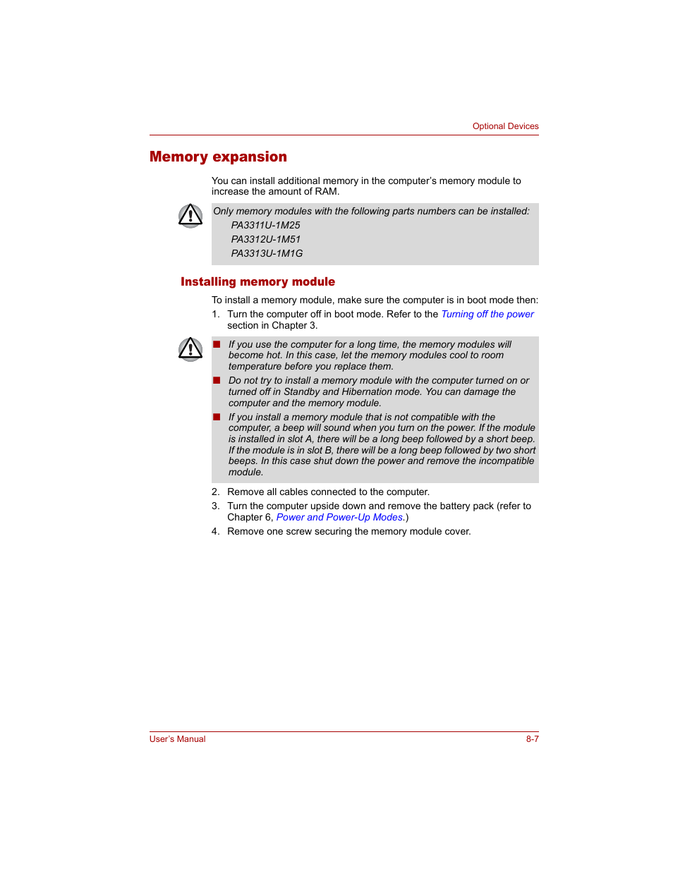 Memory expansion, Installing memory module, Memory expansion -7 | Installing memory module -7 | Toshiba Tecra A4 (PTA40) User Manual | Page 141 / 204