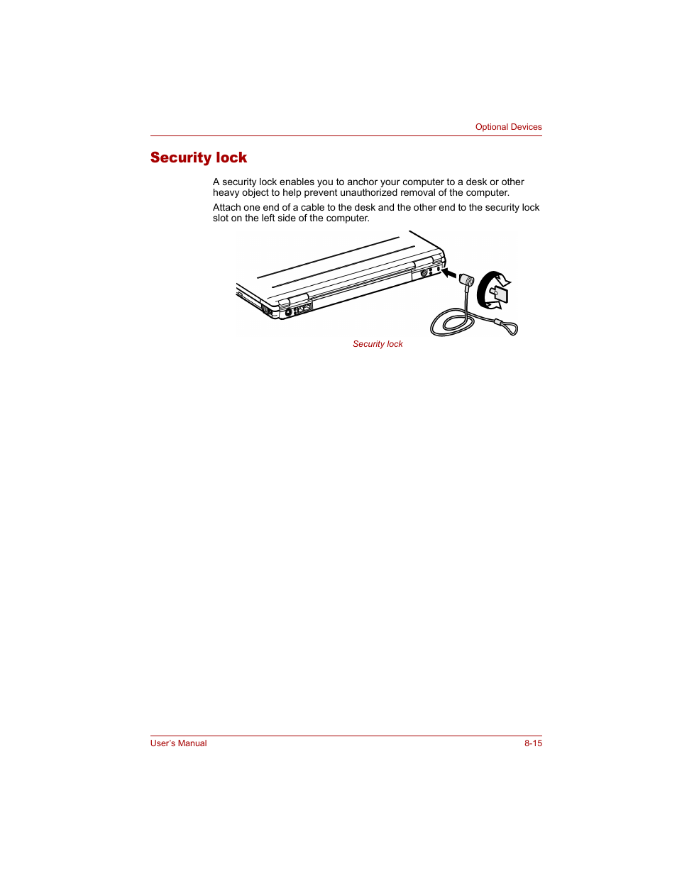 Security lock, Security lock -15 | Toshiba Tecra A4 (PTA40) User Manual | Page 149 / 204