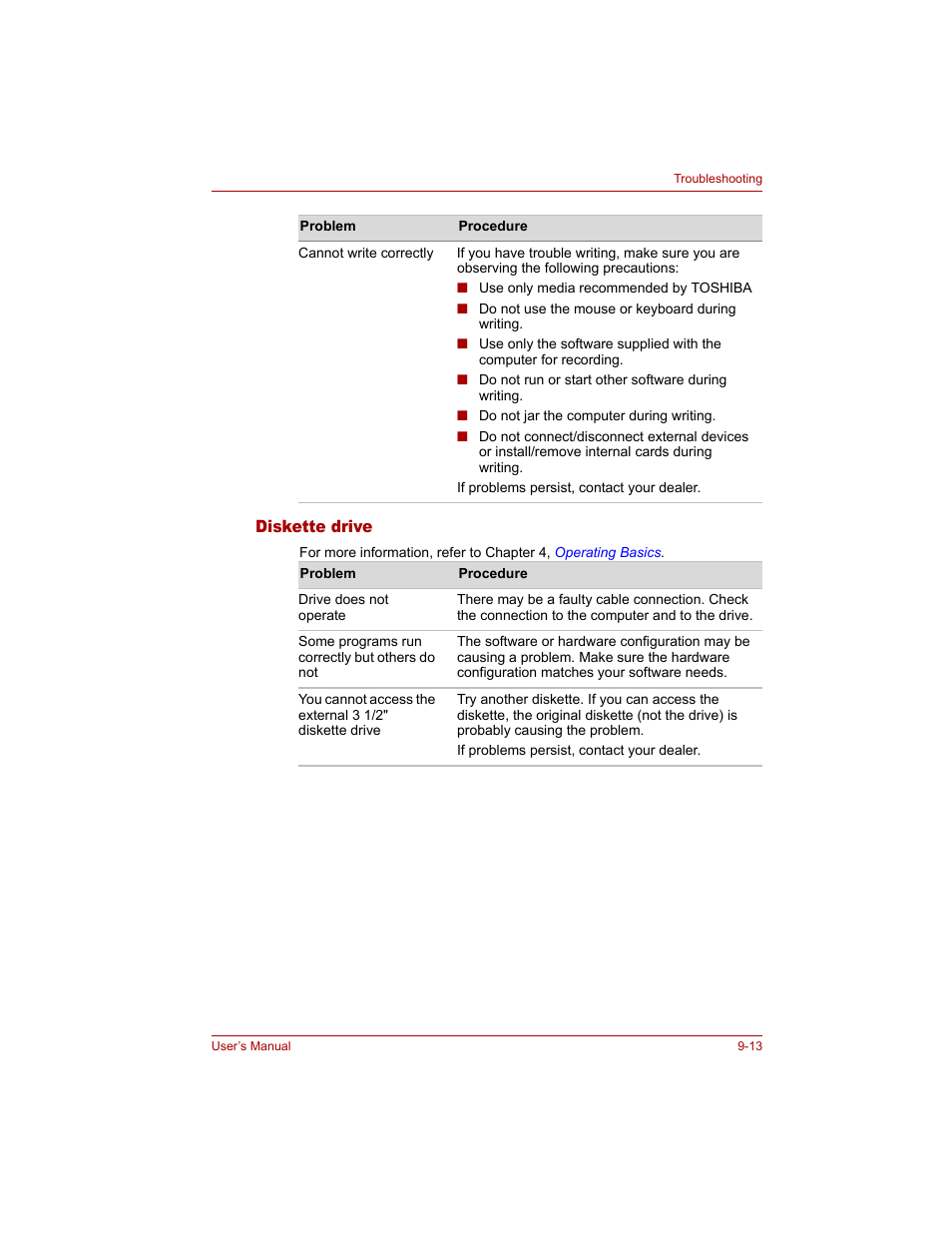 Diskette drive, Diskette drive -13 | Toshiba Tecra A4 (PTA40) User Manual | Page 163 / 204