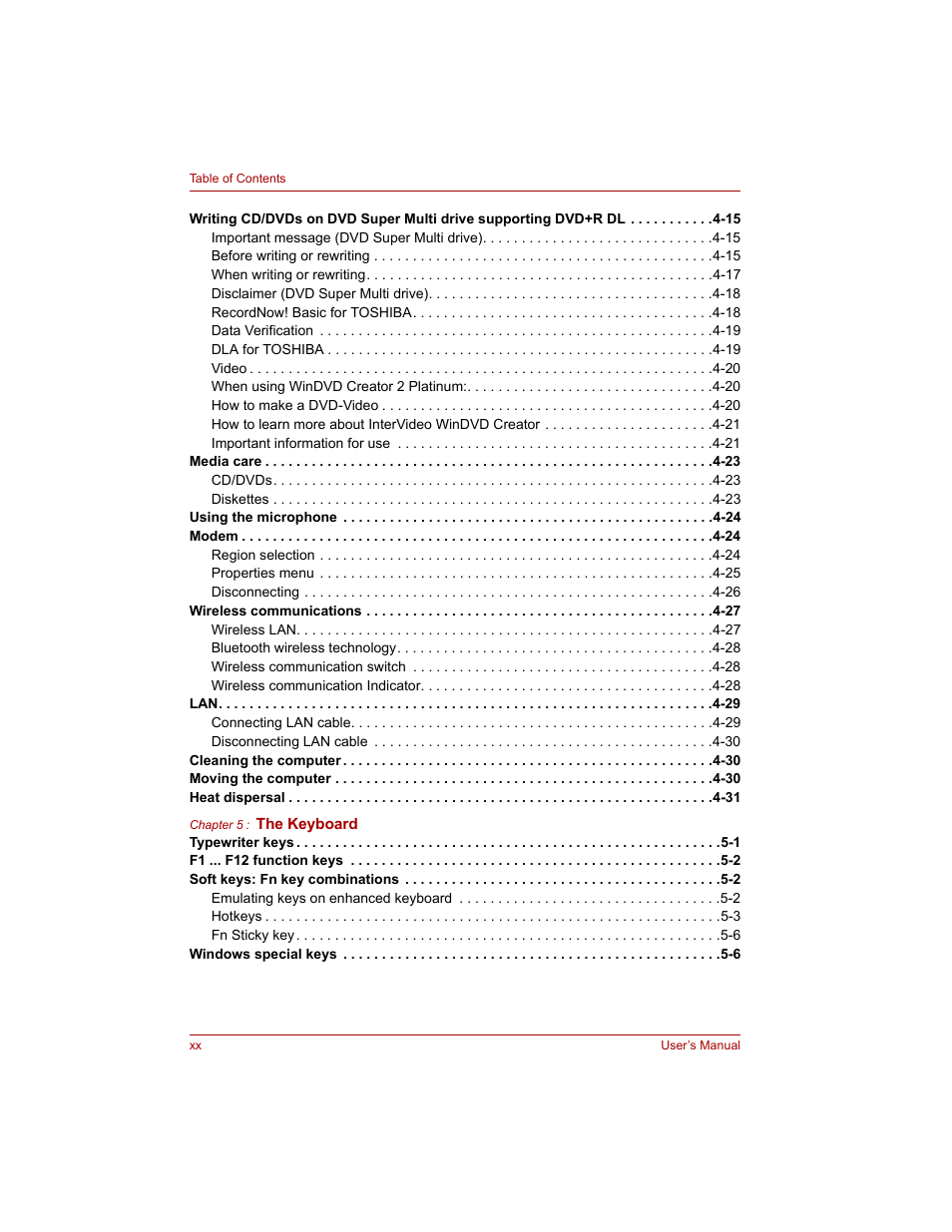 Toshiba Tecra A4 (PTA40) User Manual | Page 20 / 204