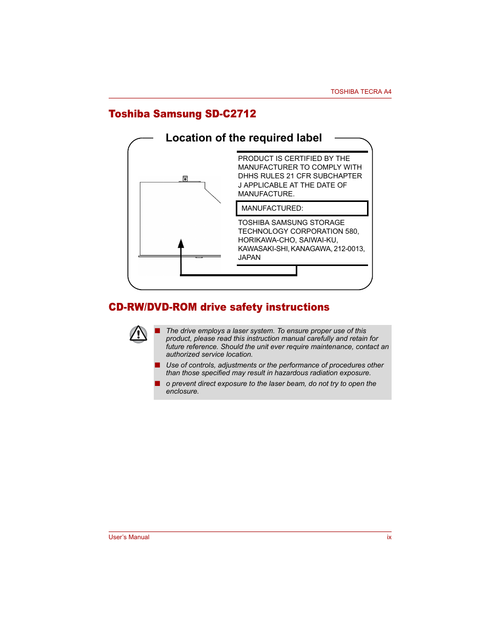 Toshiba Tecra A4 (PTA40) User Manual | Page 9 / 204