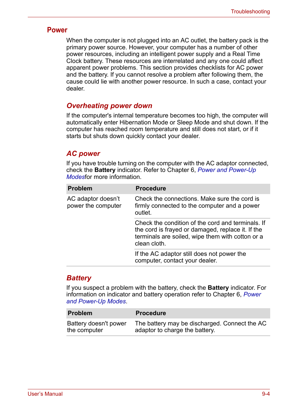 Power | Toshiba Satellite Pro P300 User Manual | Page 141 / 185