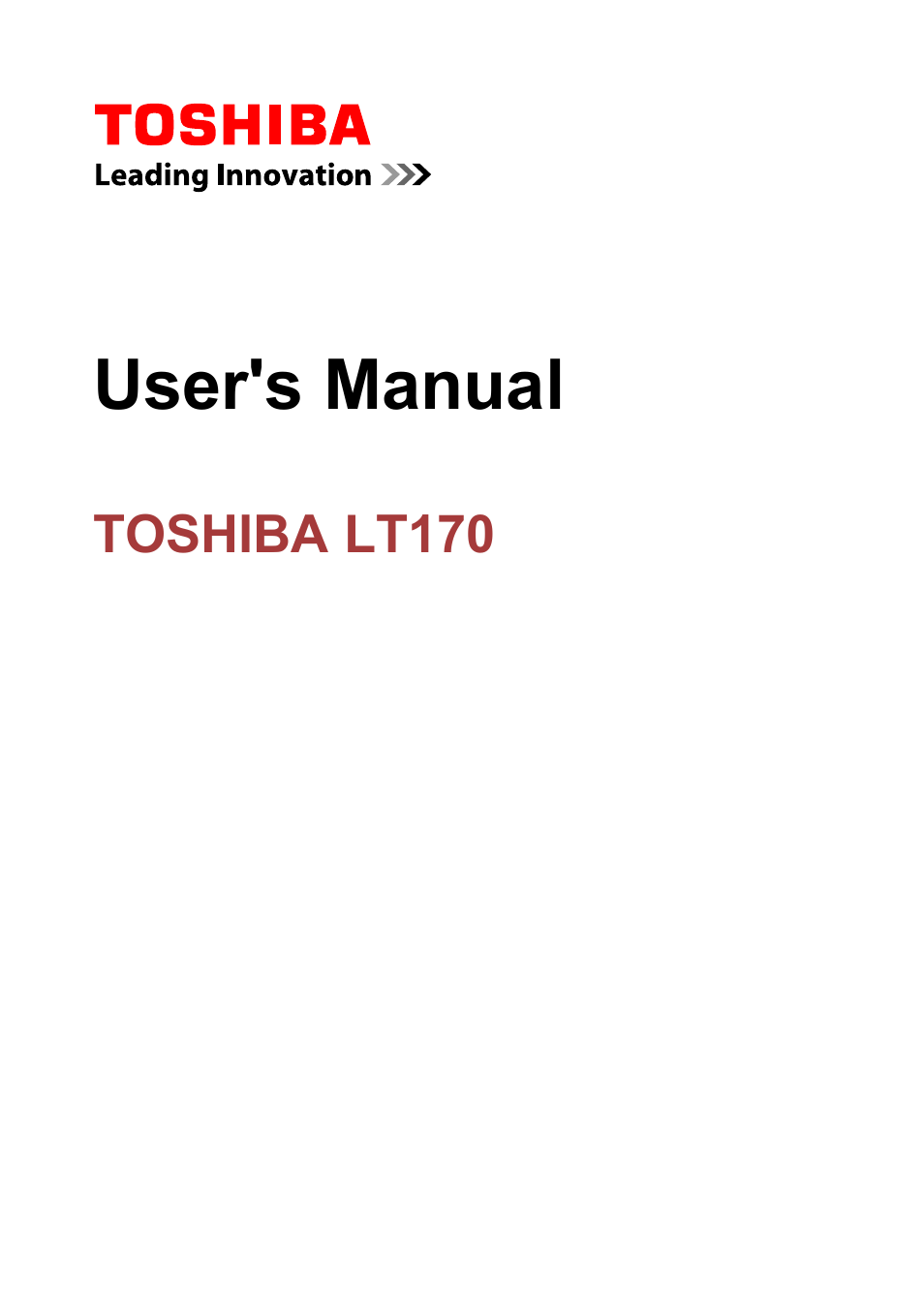 Toshiba LT170 User Manual | 77 pages