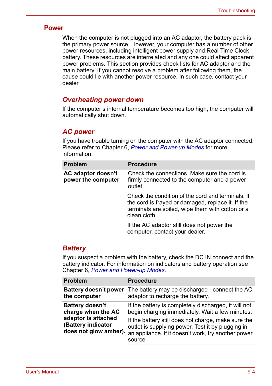 Power | Toshiba NB305 User Manual | Page 105 / 143