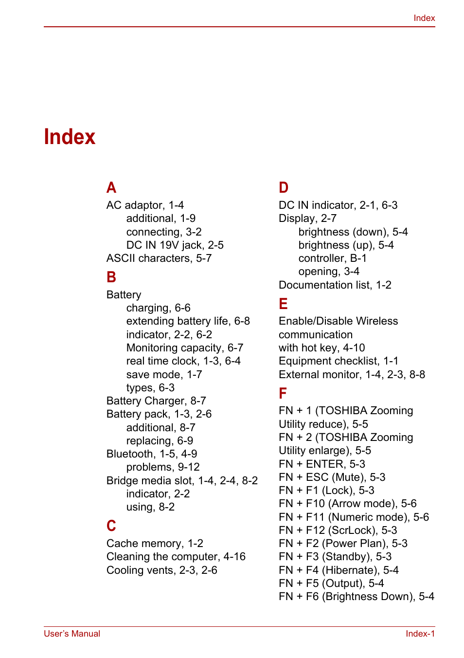 Index | Toshiba NB305 User Manual | Page 141 / 143