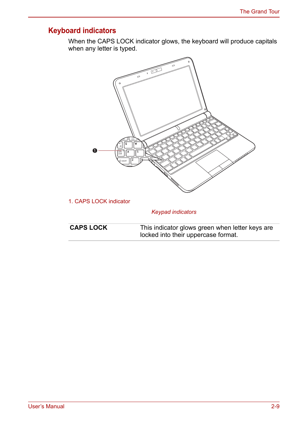 Keyboard indicators | Toshiba NB305 User Manual | Page 33 / 143