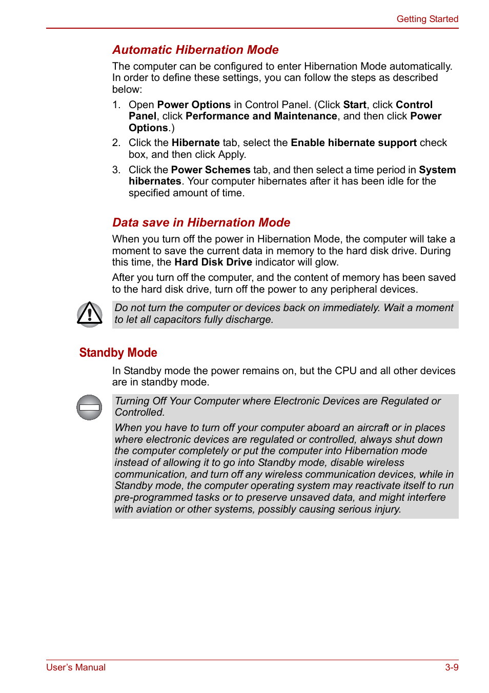 Standby mode | Toshiba NB305 User Manual | Page 43 / 143