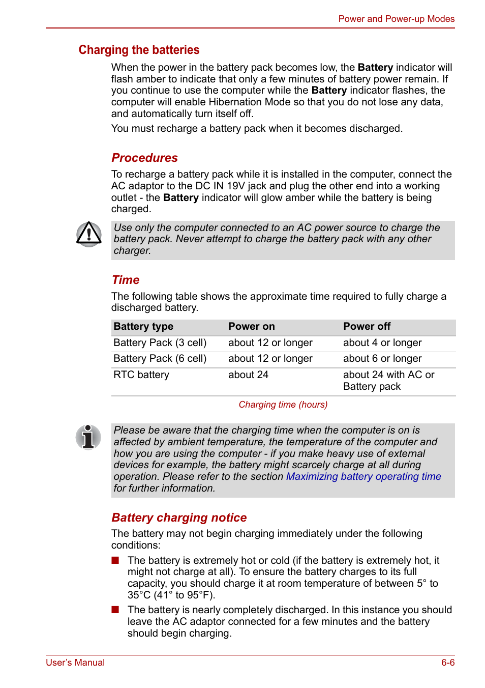 Charging the batteries | Toshiba NB305 User Manual | Page 81 / 143