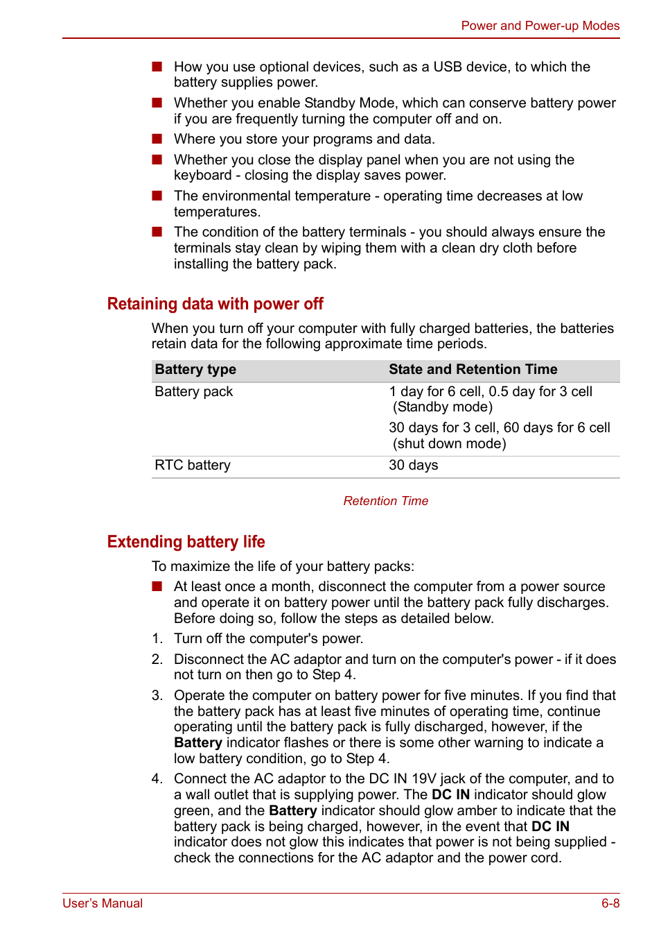 Retaining data with power off, Extending battery life | Toshiba NB305 User Manual | Page 83 / 143