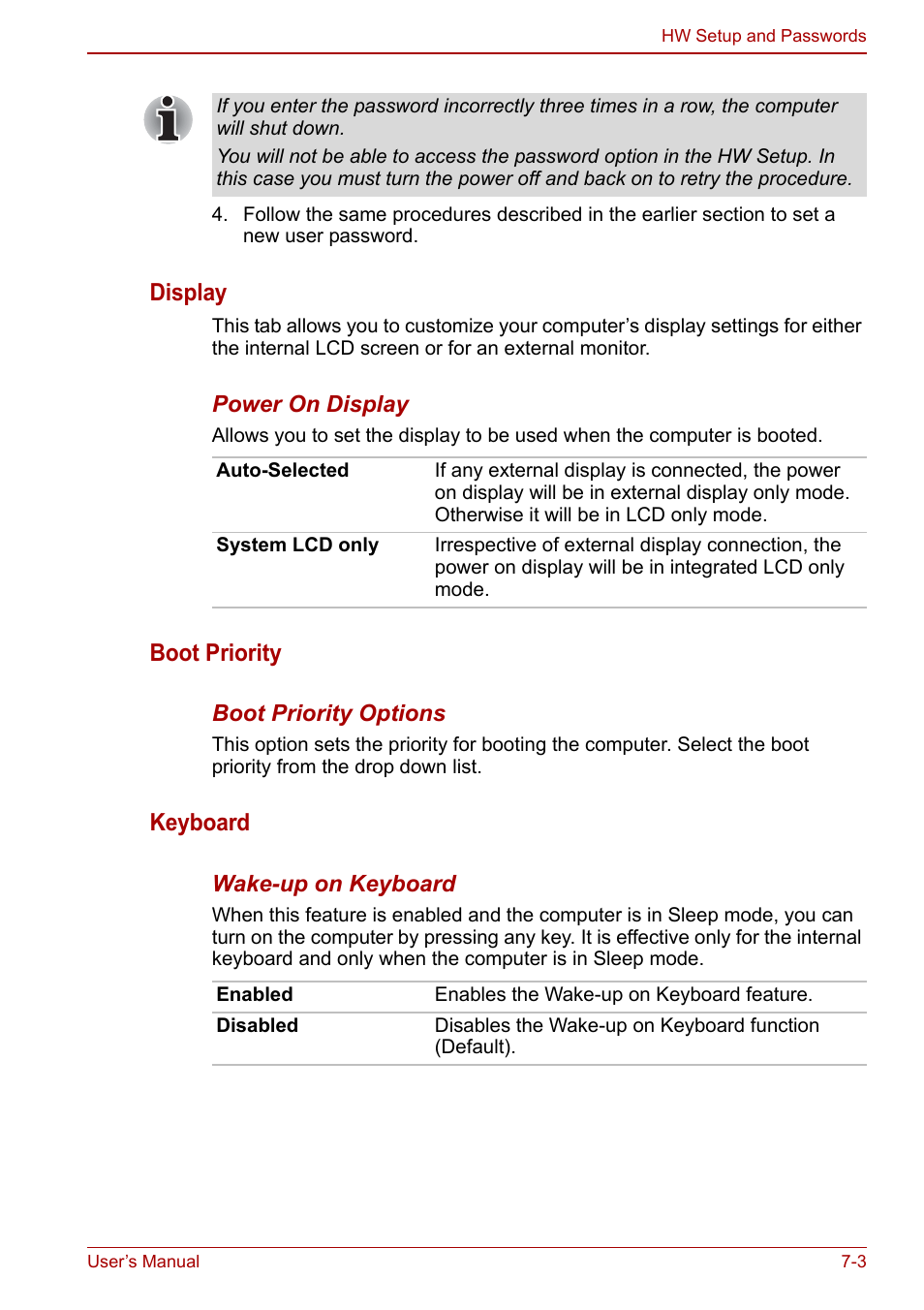 Display, Boot priority, Keyboard | Toshiba NB305 User Manual | Page 91 / 143
