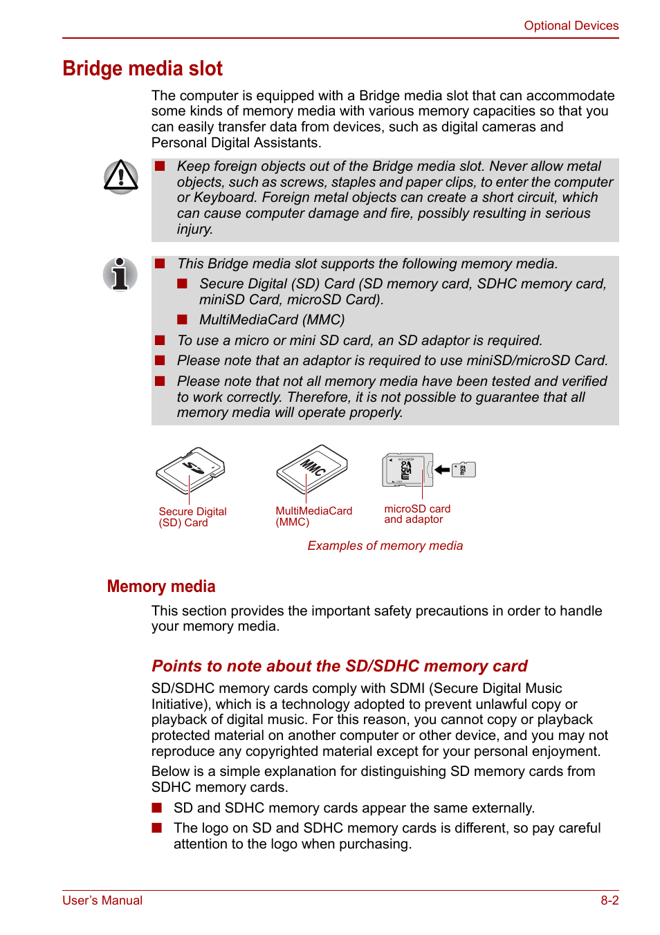 Bridge media slot, Bridge media slot -2 | Toshiba NB305 User Manual | Page 94 / 143