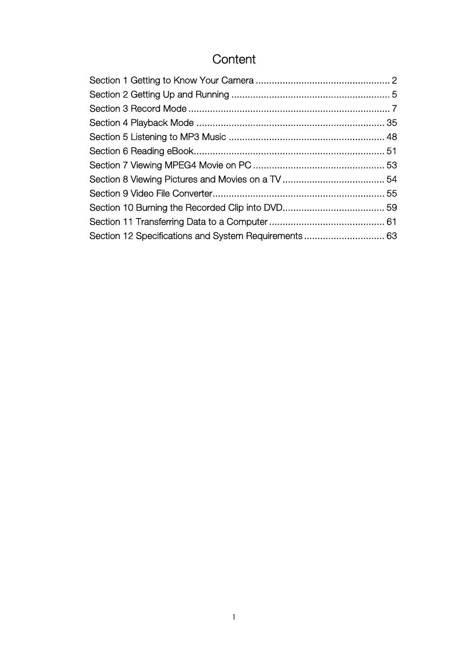 Content | Toshiba Camileo Pro User Manual | Page 2 / 66
