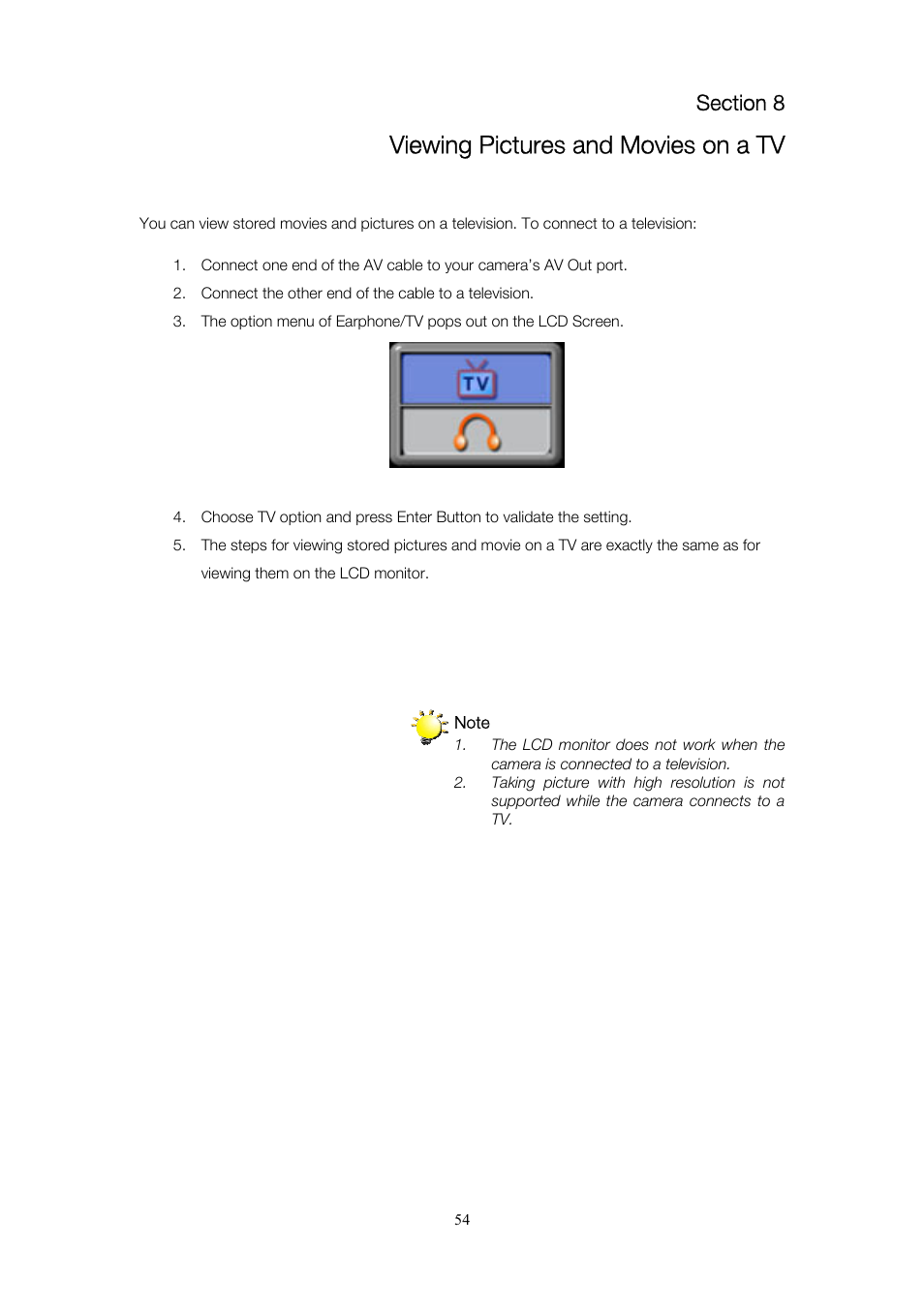 Viewing pictures and movies on a tv | Toshiba Camileo Pro User Manual | Page 55 / 66