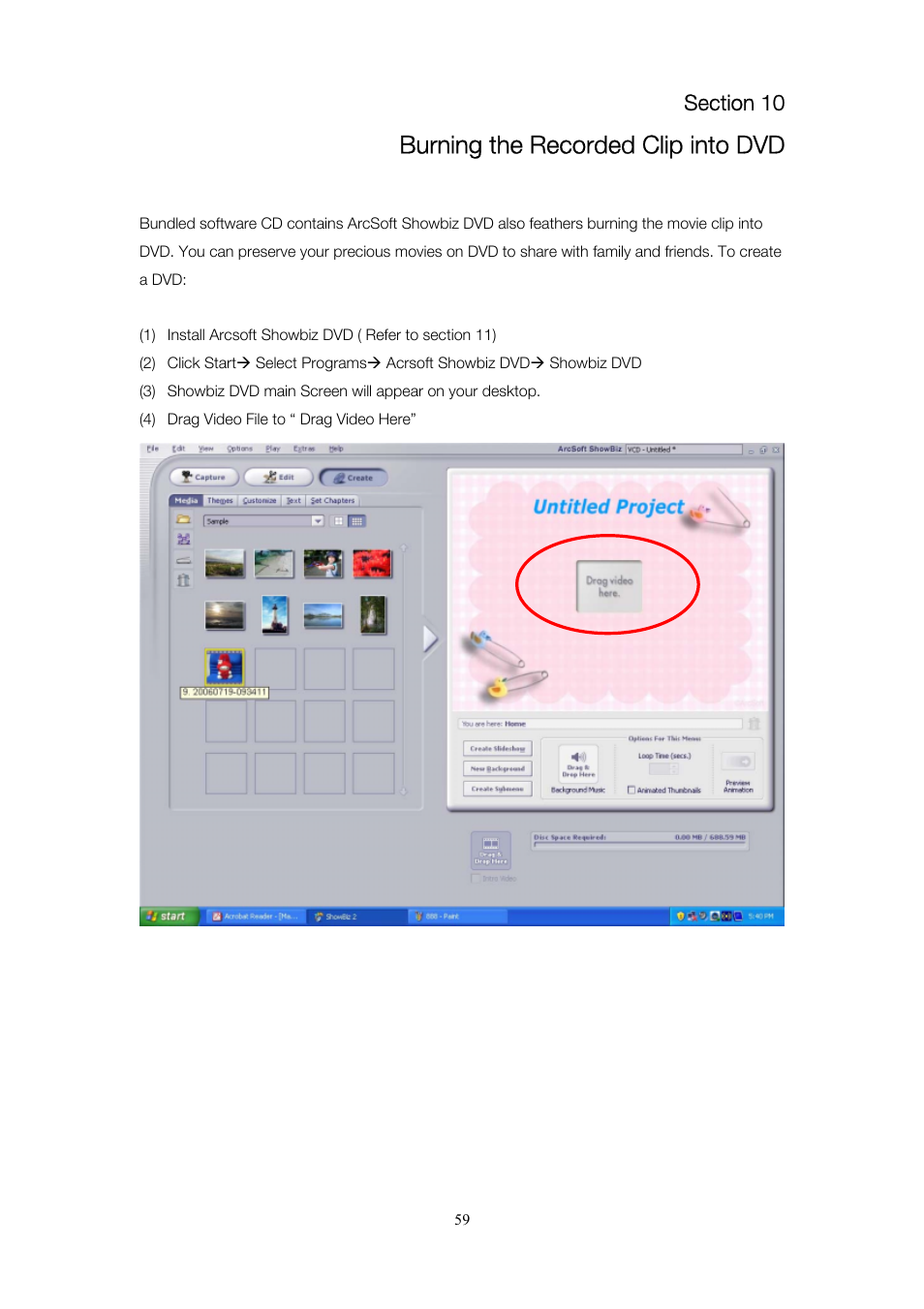 Burning the recorded clip into dvd | Toshiba Camileo Pro User Manual | Page 60 / 66