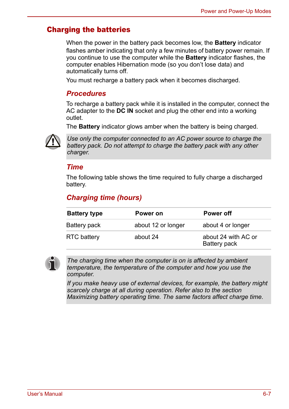 Charging the batteries | Toshiba Satellite P100 (PSPAD) User Manual | Page 93 / 170