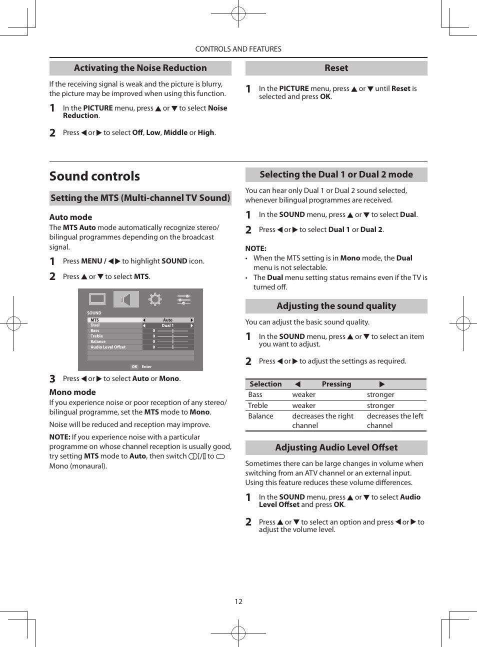 Sound controls | Toshiba HV10 User Manual | Page 12 / 16