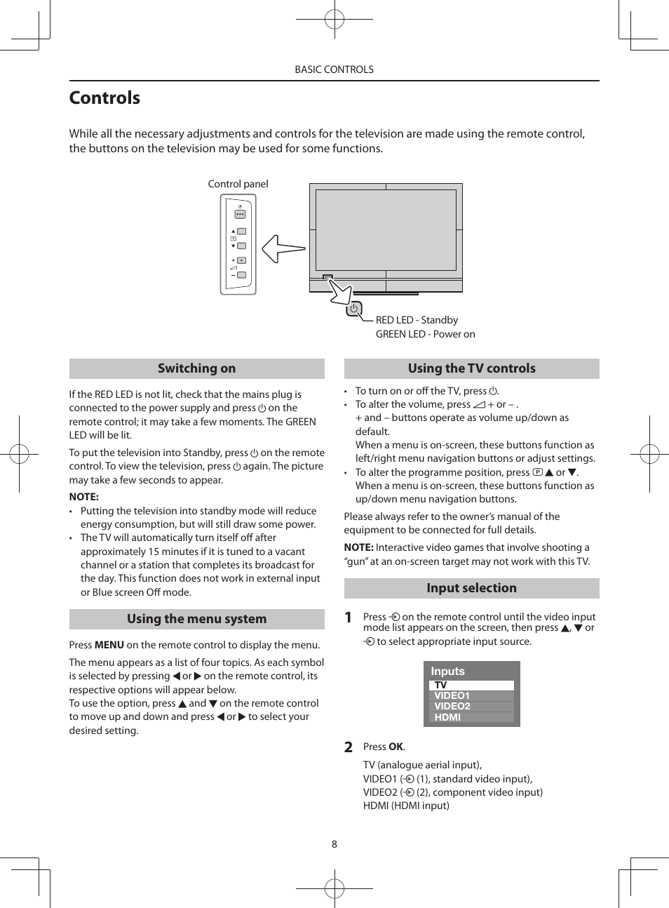 Controls | Toshiba HV10 User Manual | Page 8 / 16