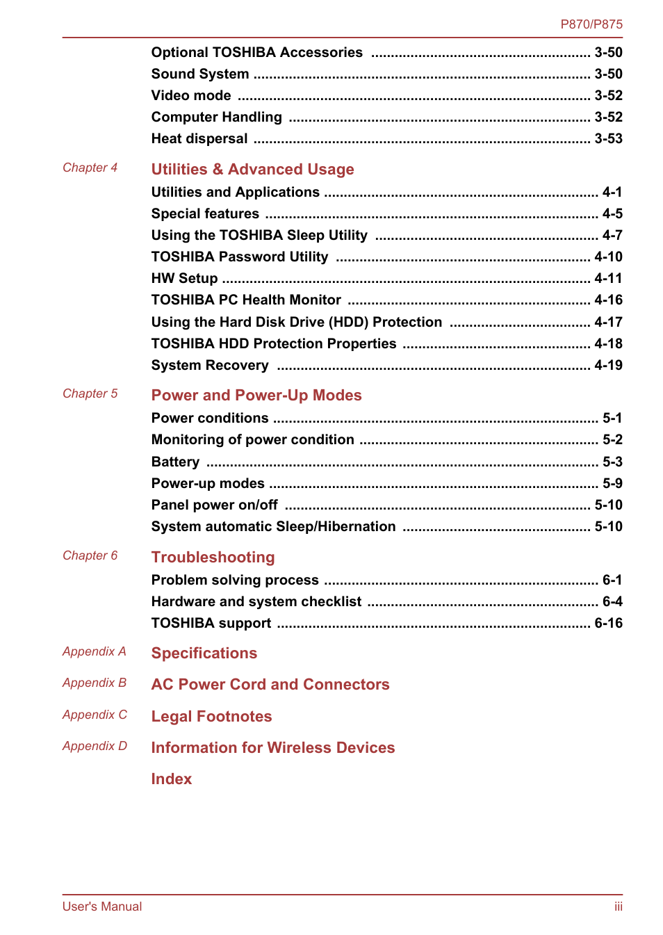 Toshiba Satellite P875 User Manual | Page 3 / 167