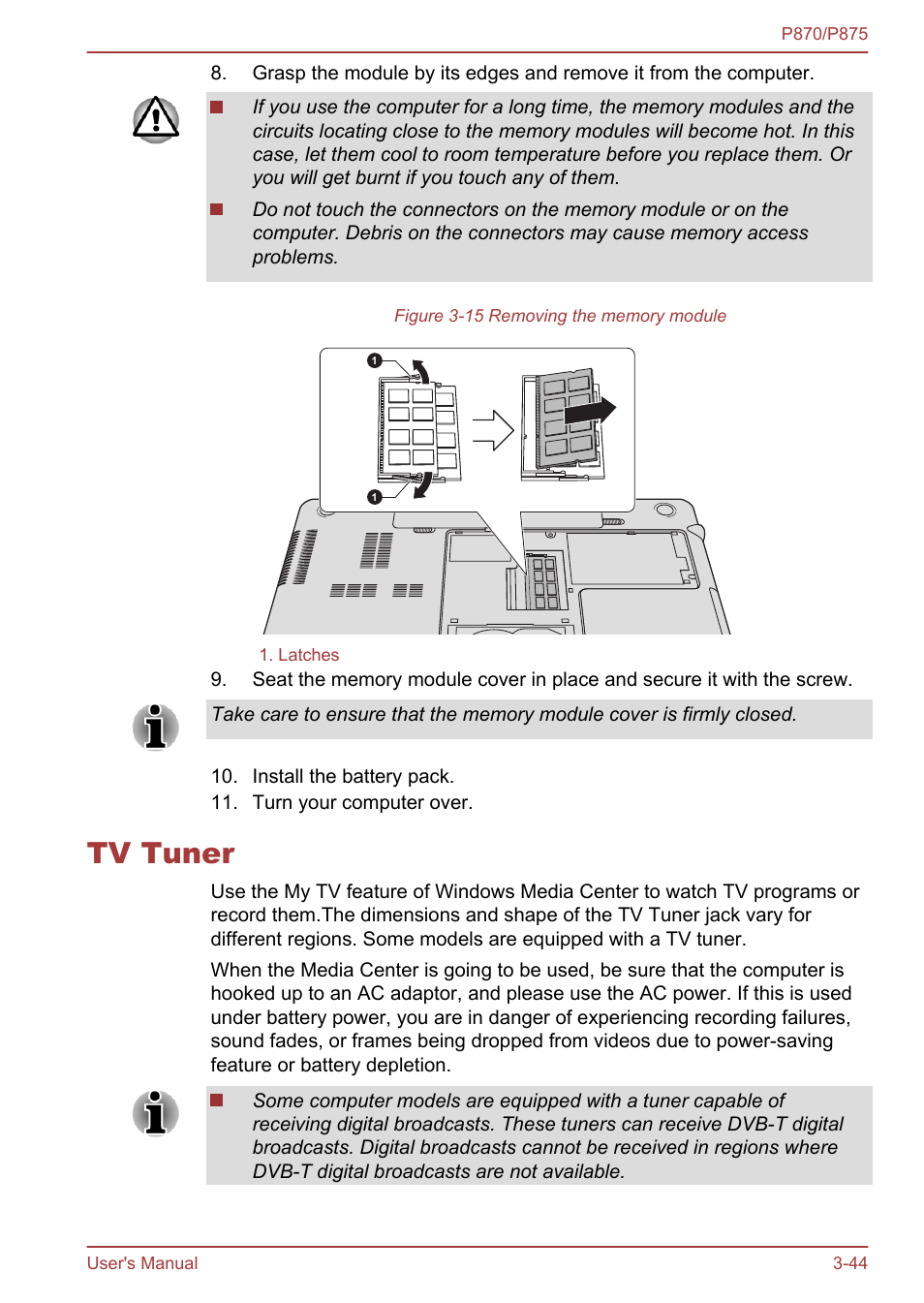 Tv tuner, Tv tuner -44 | Toshiba Satellite P875 User Manual | Page 90 / 167