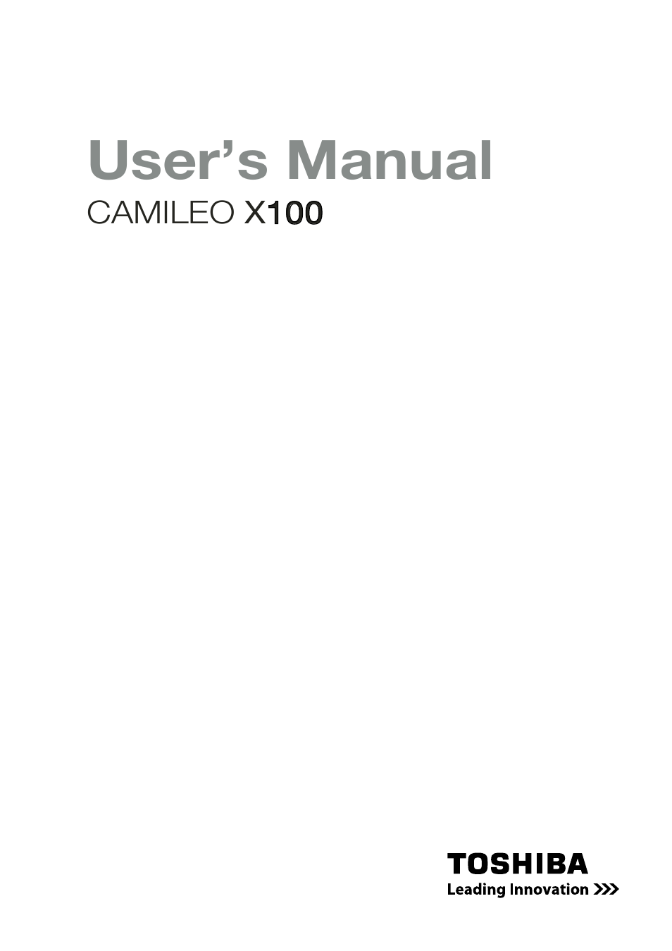 Toshiba Camileo X100 User Manual | 52 pages