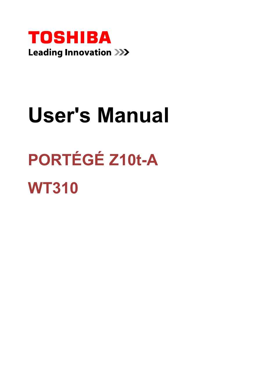 Toshiba WT310-K User Manual | 131 pages