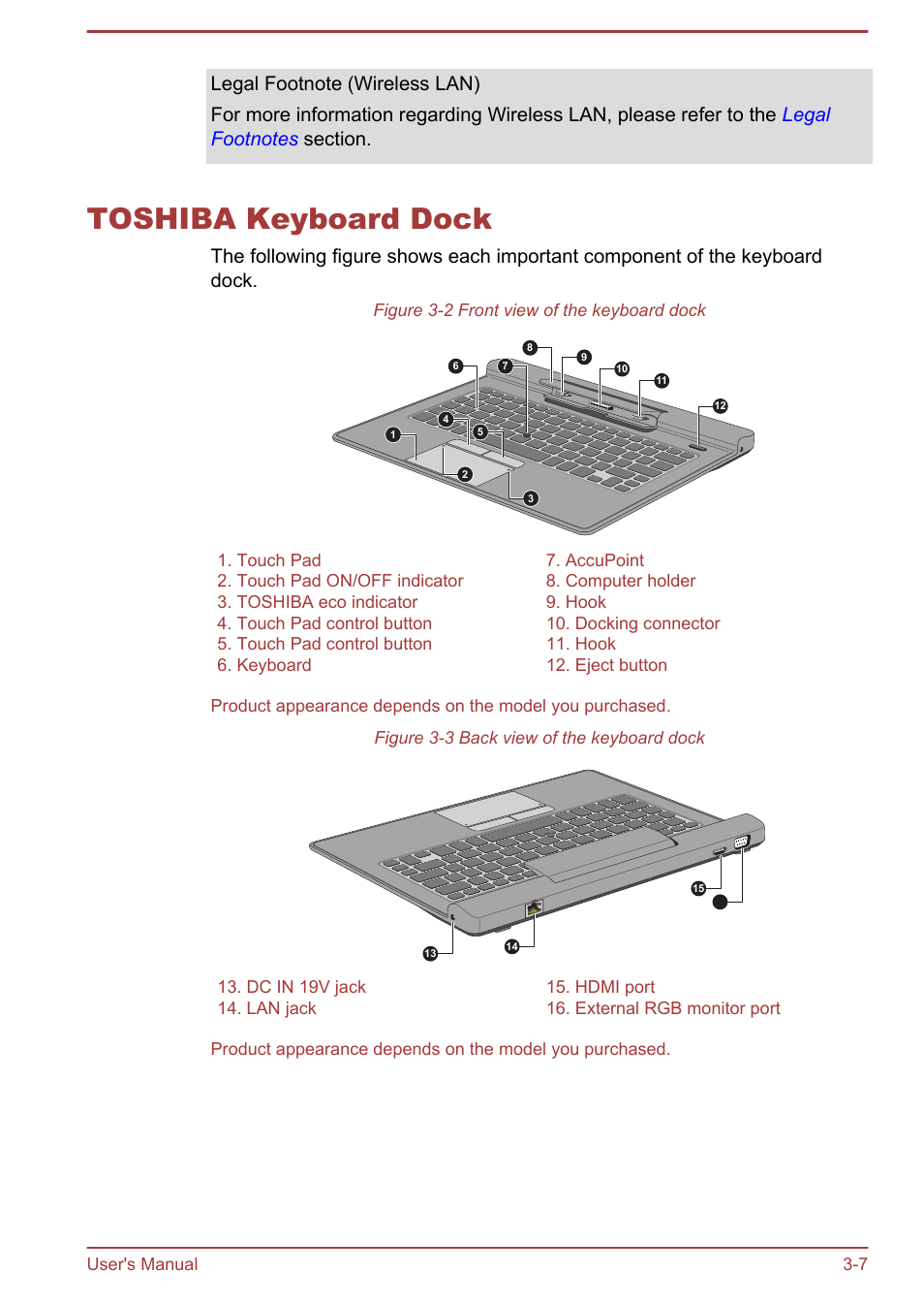 Toshiba keyboard dock, Toshiba keyboard dock -7 | Toshiba WT310-K User Manual | Page 39 / 131