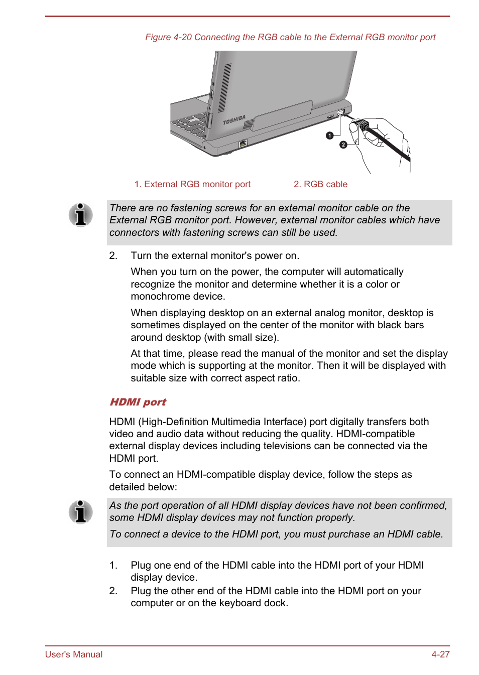 Hdmi port | Toshiba WT310-K User Manual | Page 75 / 131