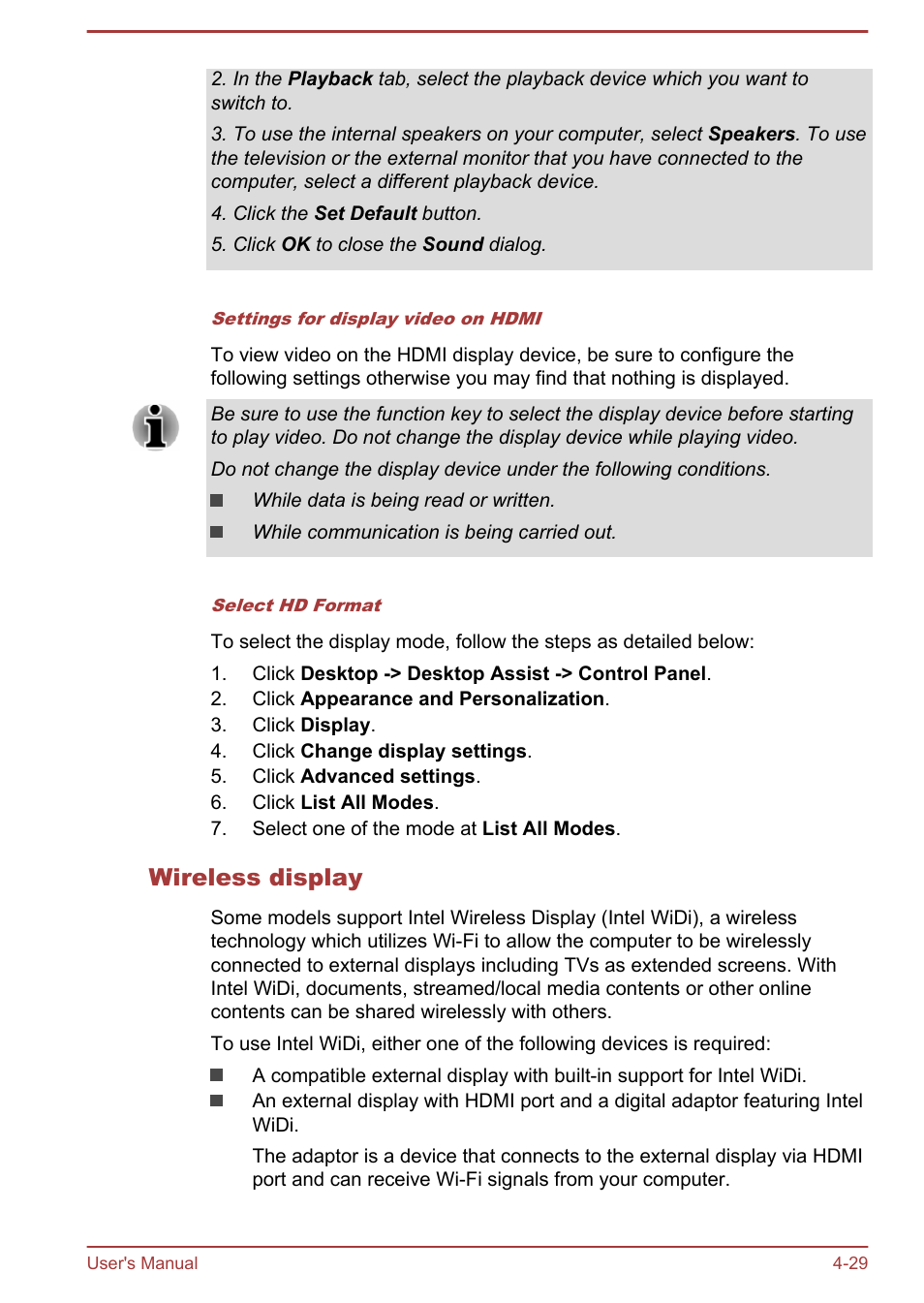 Wireless display | Toshiba WT310-K User Manual | Page 77 / 131