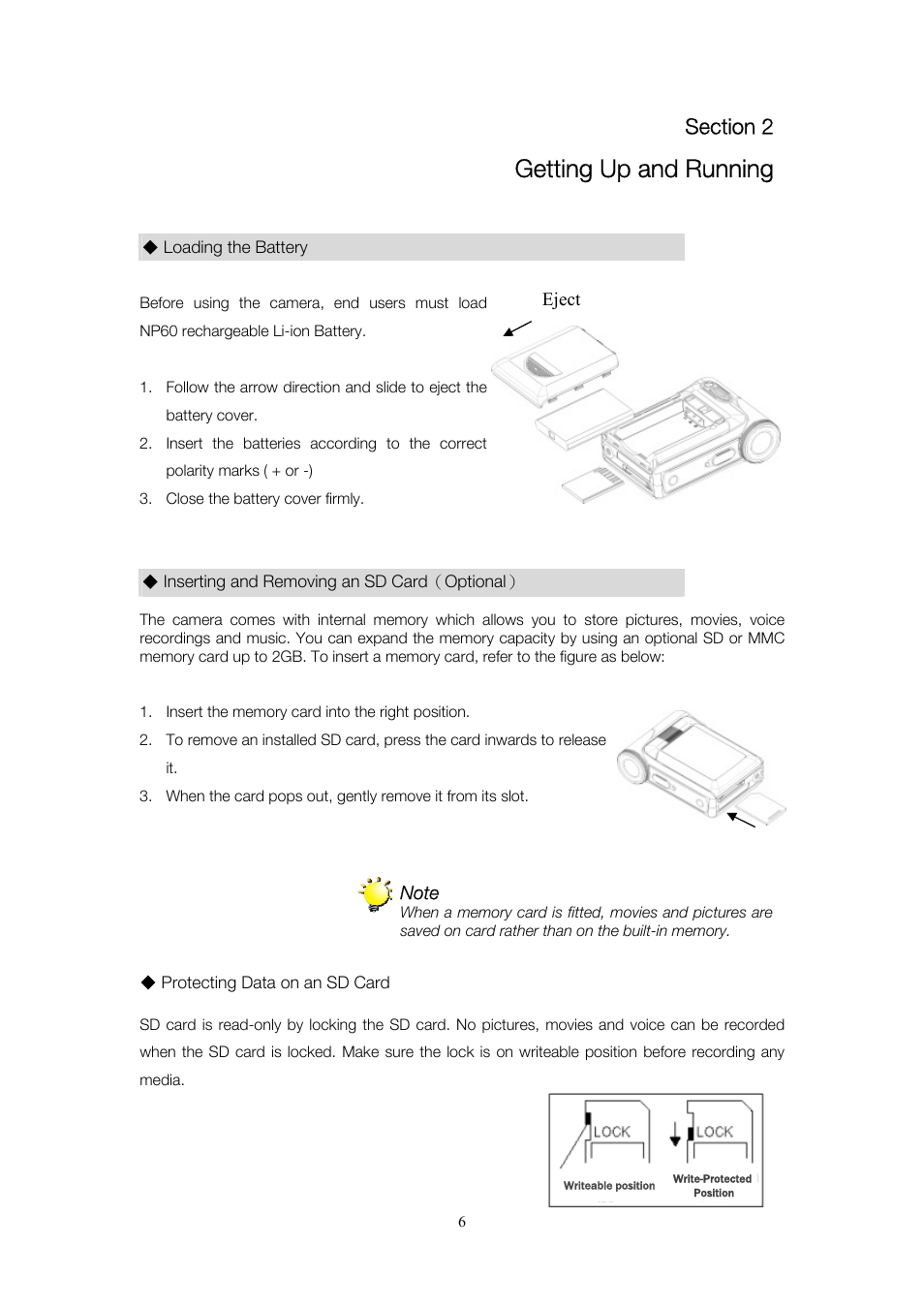 Getting up and running | Toshiba Camileo User Manual | Page 6 / 61
