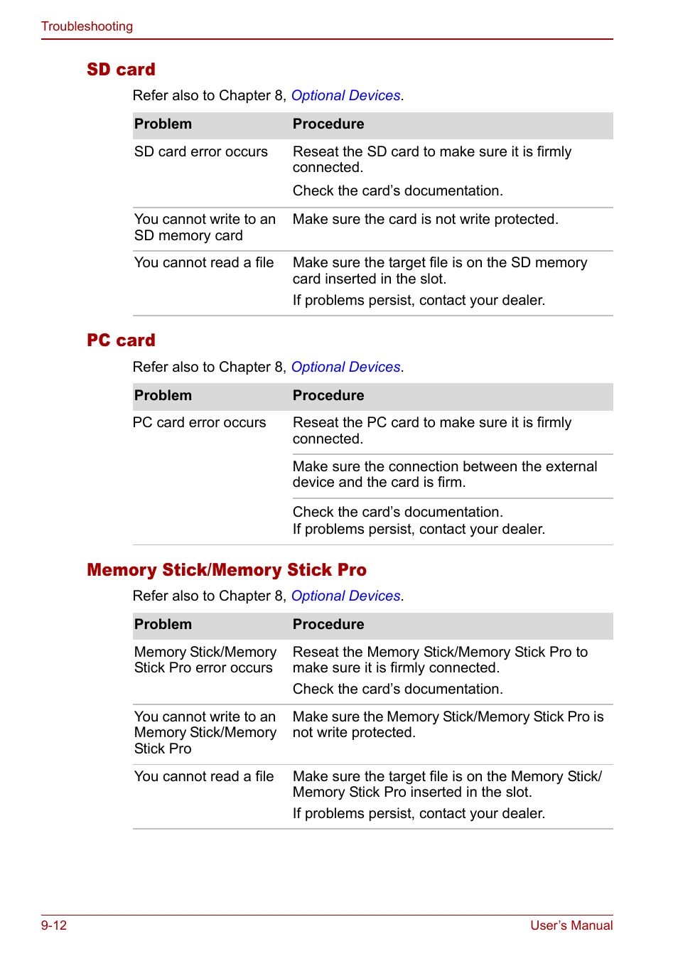 Sd card, Pc card | Toshiba Satellite Pro U200 User Manual | Page 180 / 236