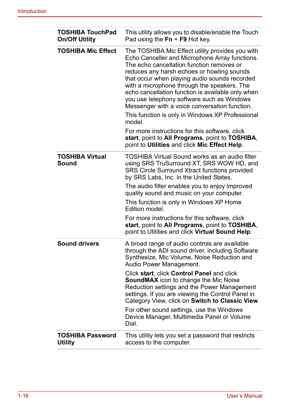 Toshiba Satellite Pro U200 User Manual | Page 36 / 236
