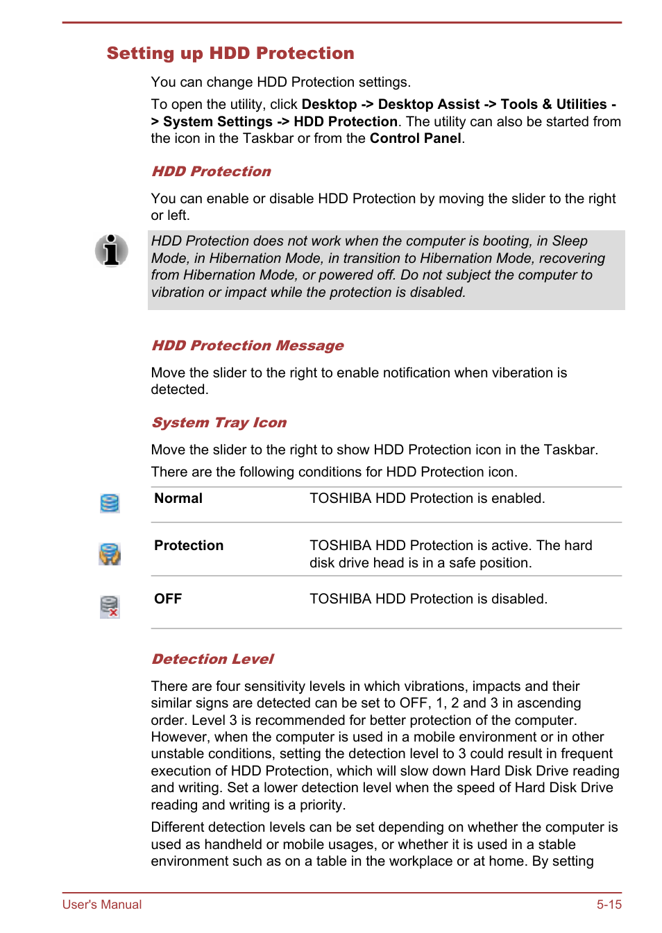 Setting up hdd protection | Toshiba Satellite Pro A50-A User Manual | Page 123 / 165